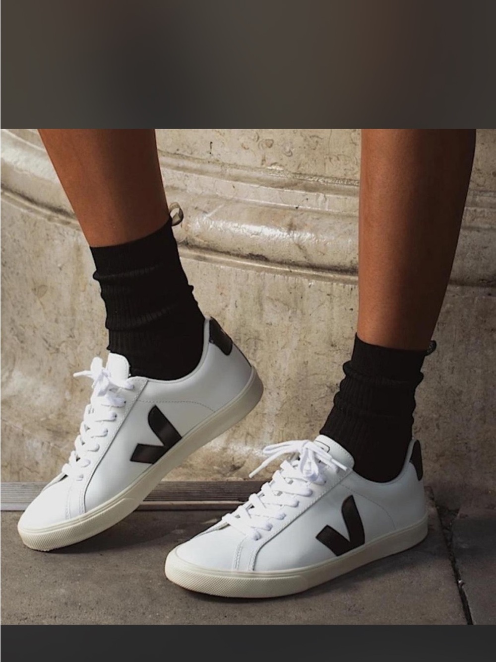Veja Esplar White Black Leather Sneakers Women